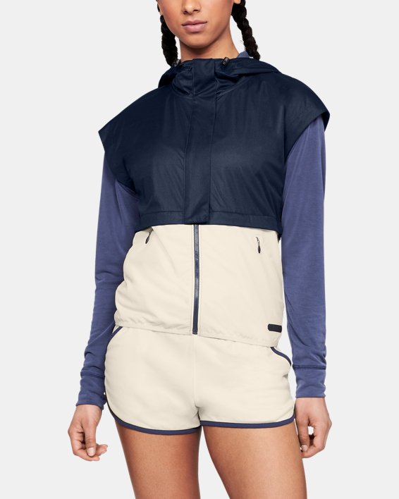 Women's UA Unstoppable GORE® WINDSTOPPER® Hooded Vest, Blue, pdpMainDesktop image number 0